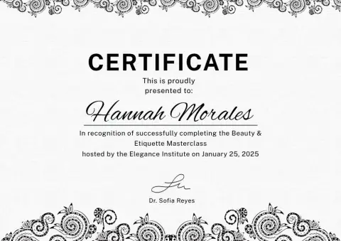 Black White Elegant Certificate Template certificate template