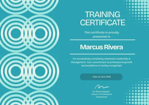 Blue Tosca Geometric Training Certificate certificate template