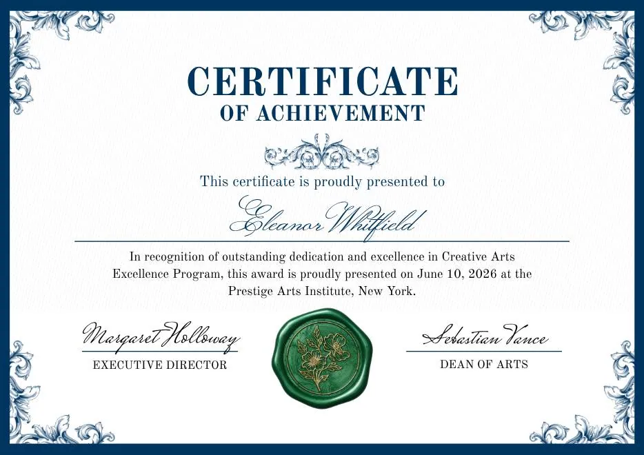 Blue and Green Traditional Certificate of Achievement