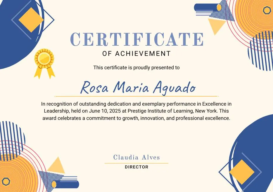 Blue Orange Modern Memphis Certificate of Achievement