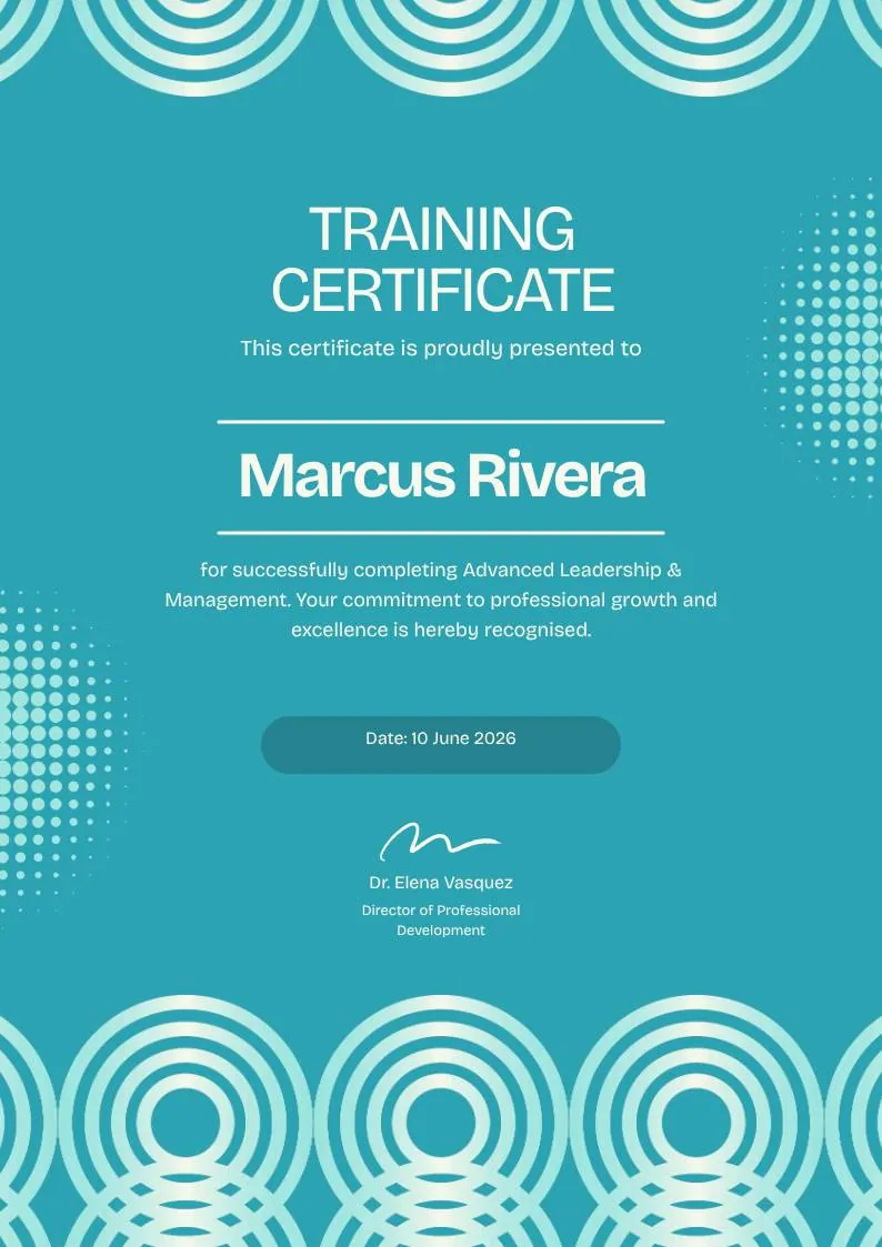 Blue Tosca Geometric Training Certificate — portrait preview