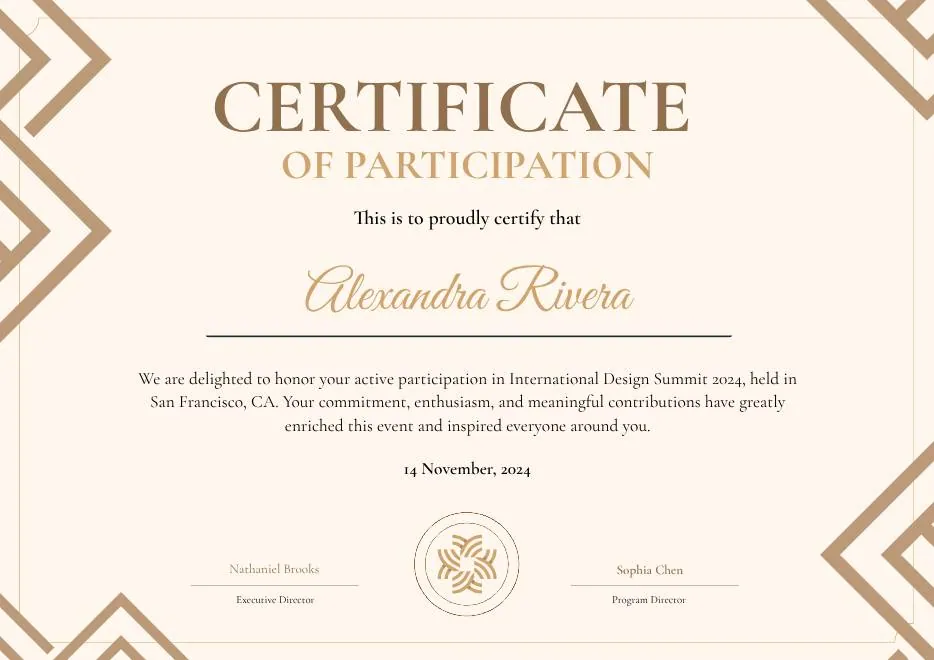 Brown Modern Geometric Participation Certificate