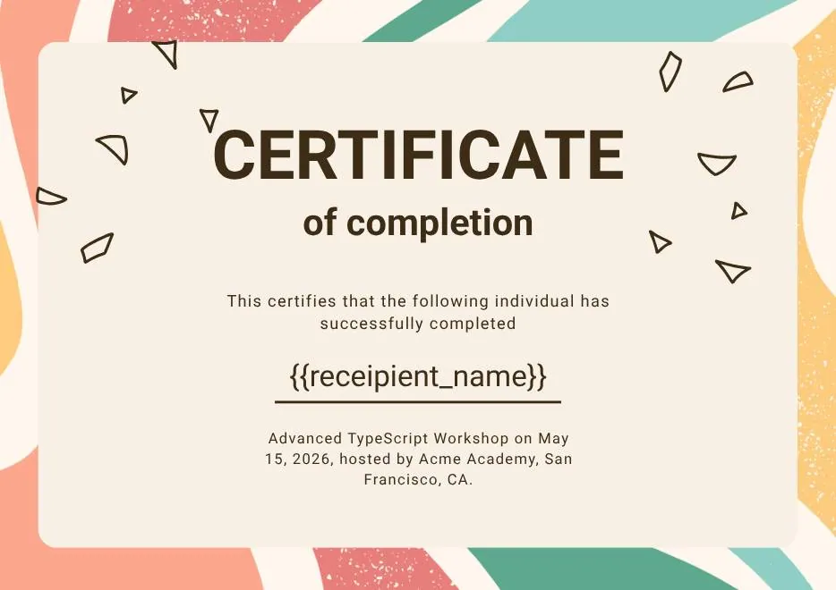 Certificate of Completion in Colorful Abstract Modern Style