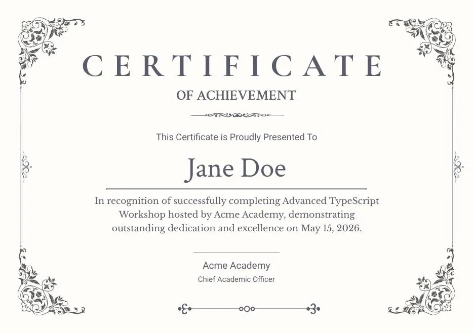 Classic Floral Border Certificate of Achievement