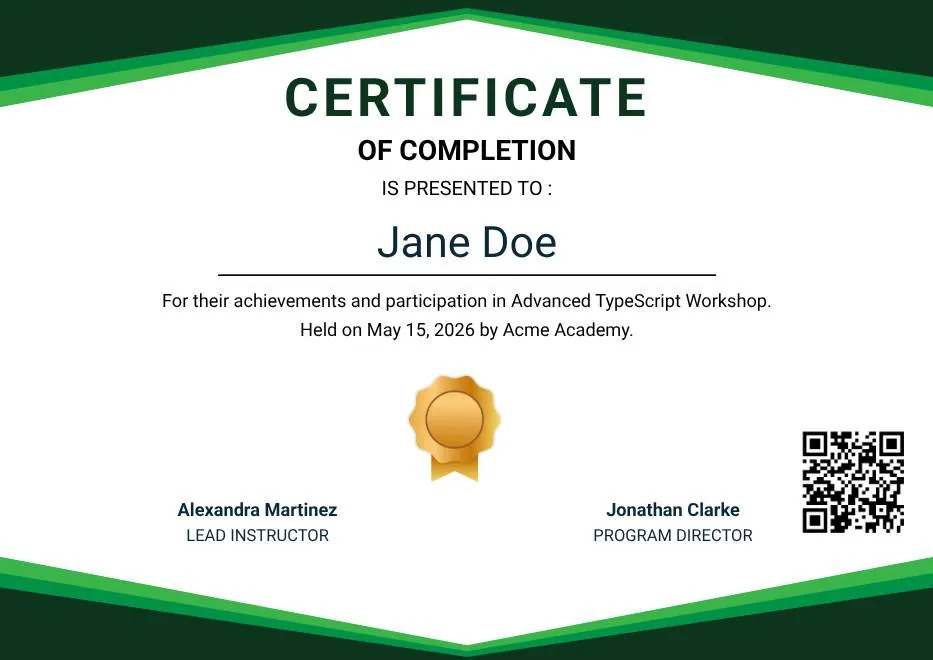 Green Modern Event Completion Certificate