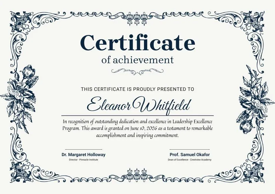 Modern Vintage Certificate of Achievement