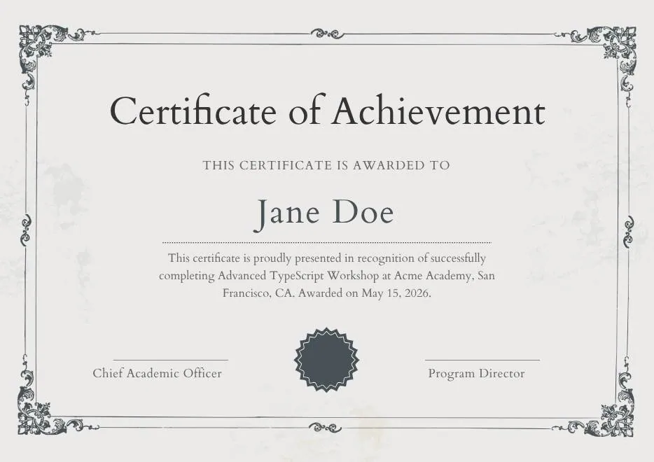 Modern Vintage Certificate of Achievement