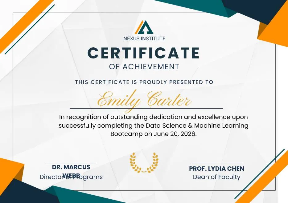 Nexus Institute Bold Geometric Certificate of Achievement