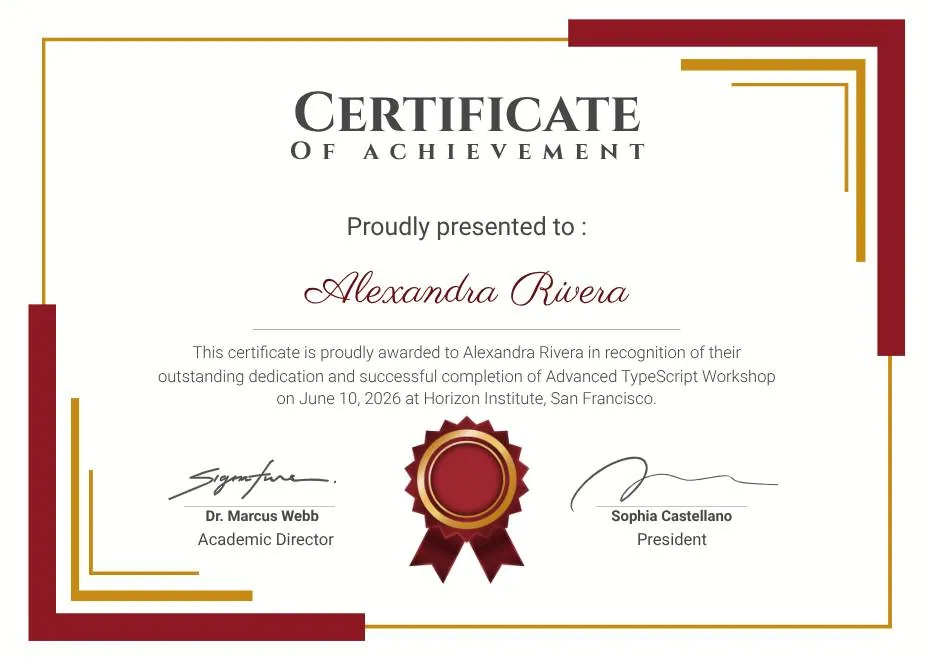 Red and Gold Achievement Certificate